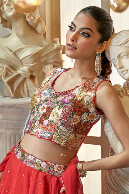 Scarlet Bloom Lehenga Set