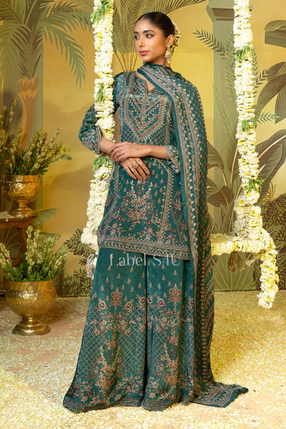 Teal Zari Sharara Set