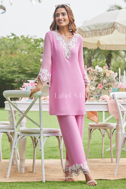 Blush Petal Embroidered Kurta Pant Set