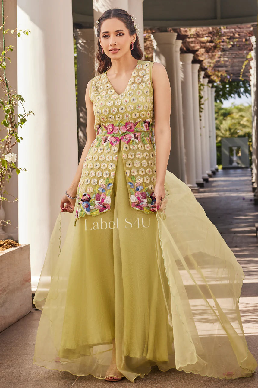 Olive Bloom Anarkali Set