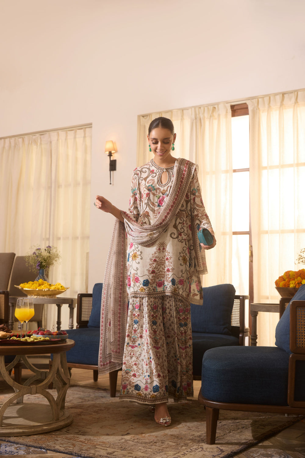 Off-White Floral Sharara Set