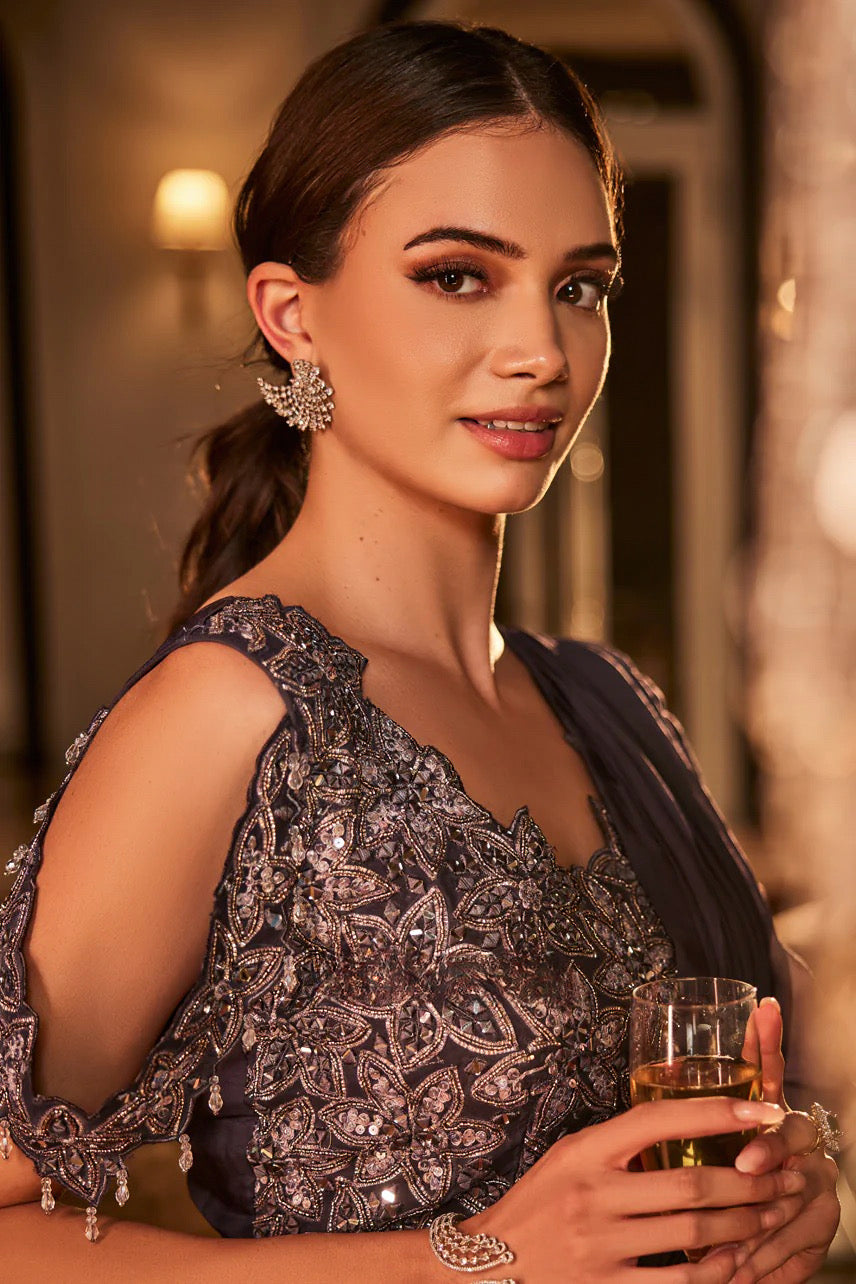 Midnight Noir Drape Saree