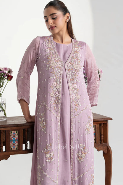 Lilac Pearl Embroidered Kurta Set