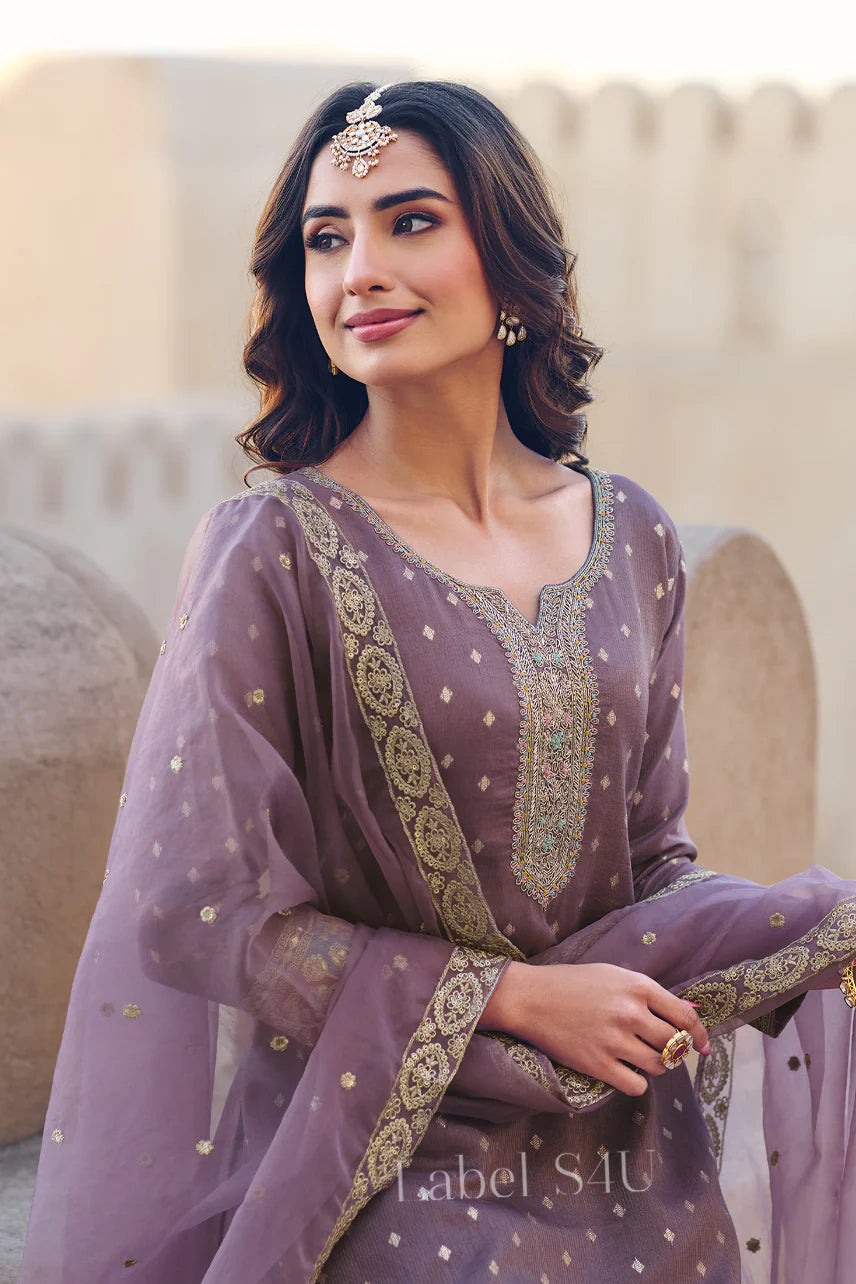 Mauve Royale Sharara Set