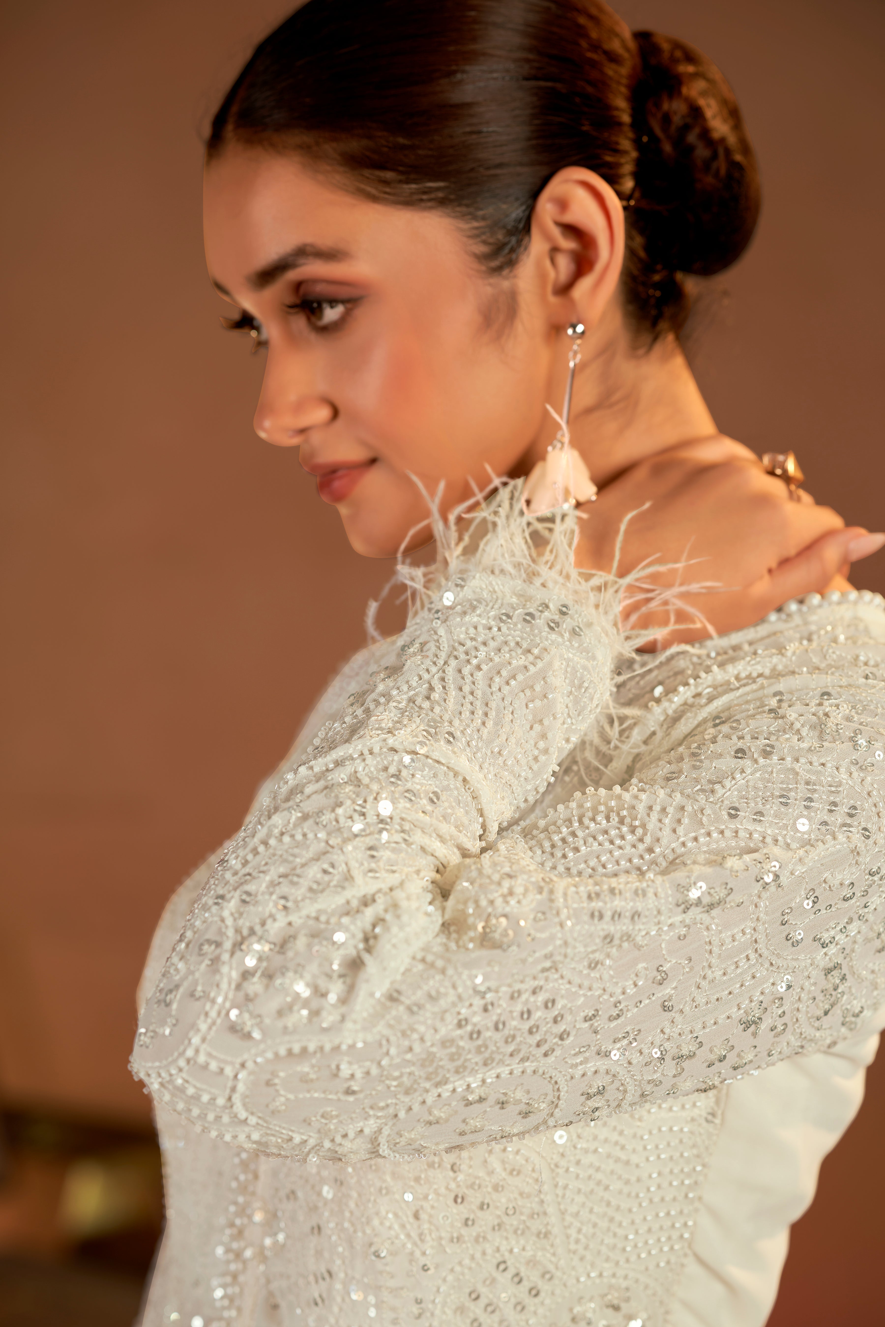 White Feather Suit Set