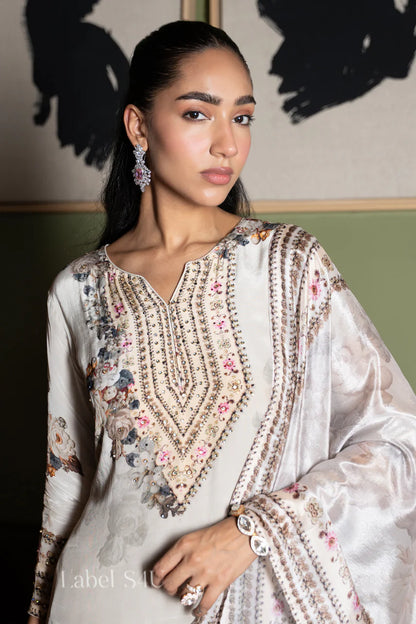 Floral Beige Sharara Set