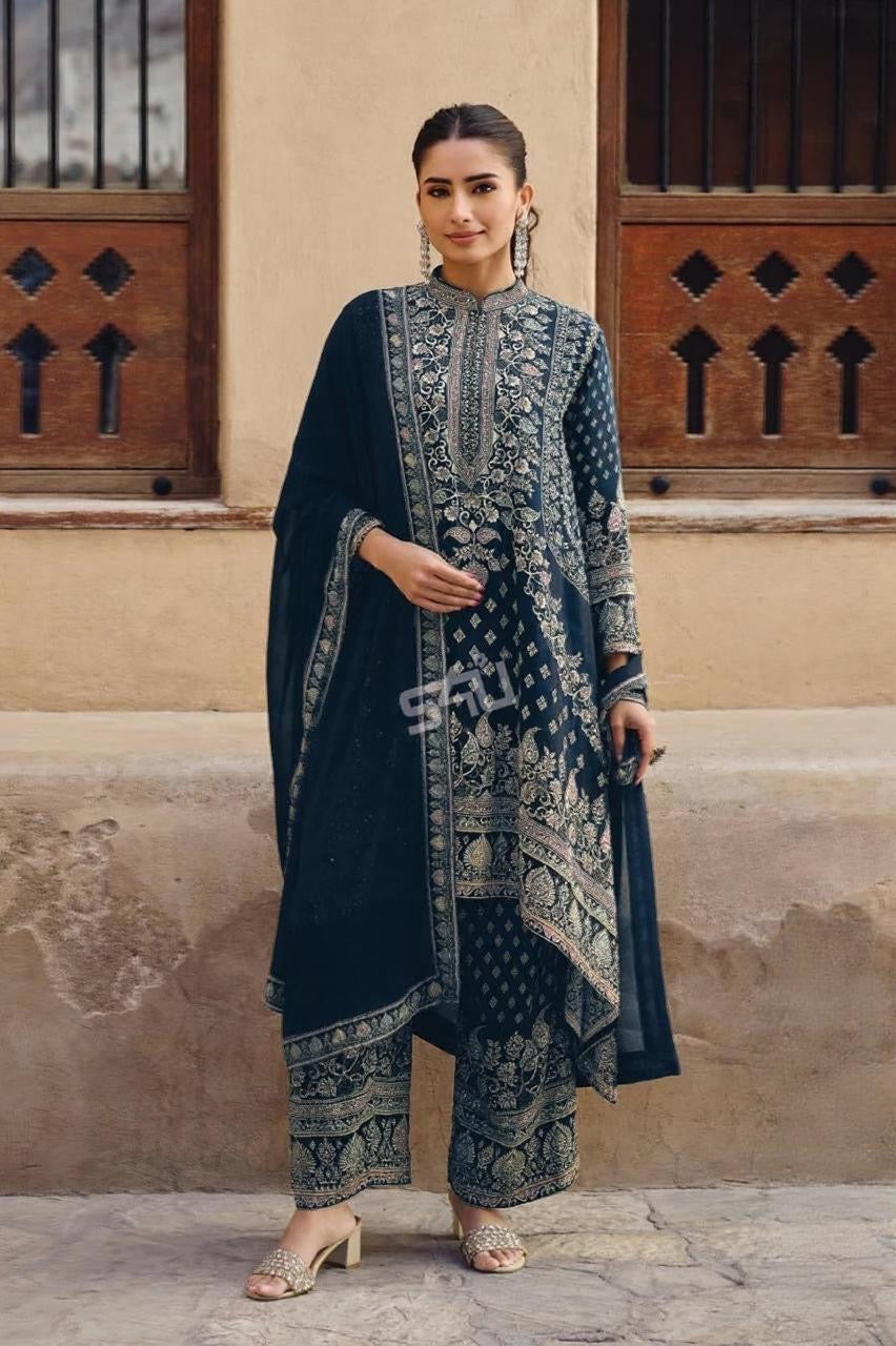 Midnight Embroidered Suit Set