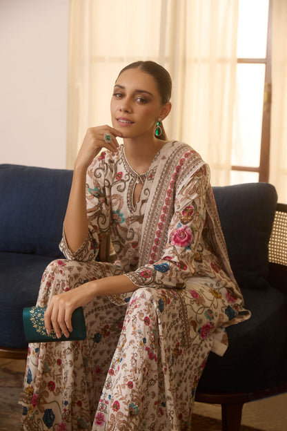 Off-White Floral Sharara Set