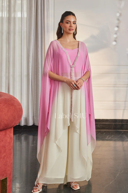 Pink Ombre Cape Palazzo Set