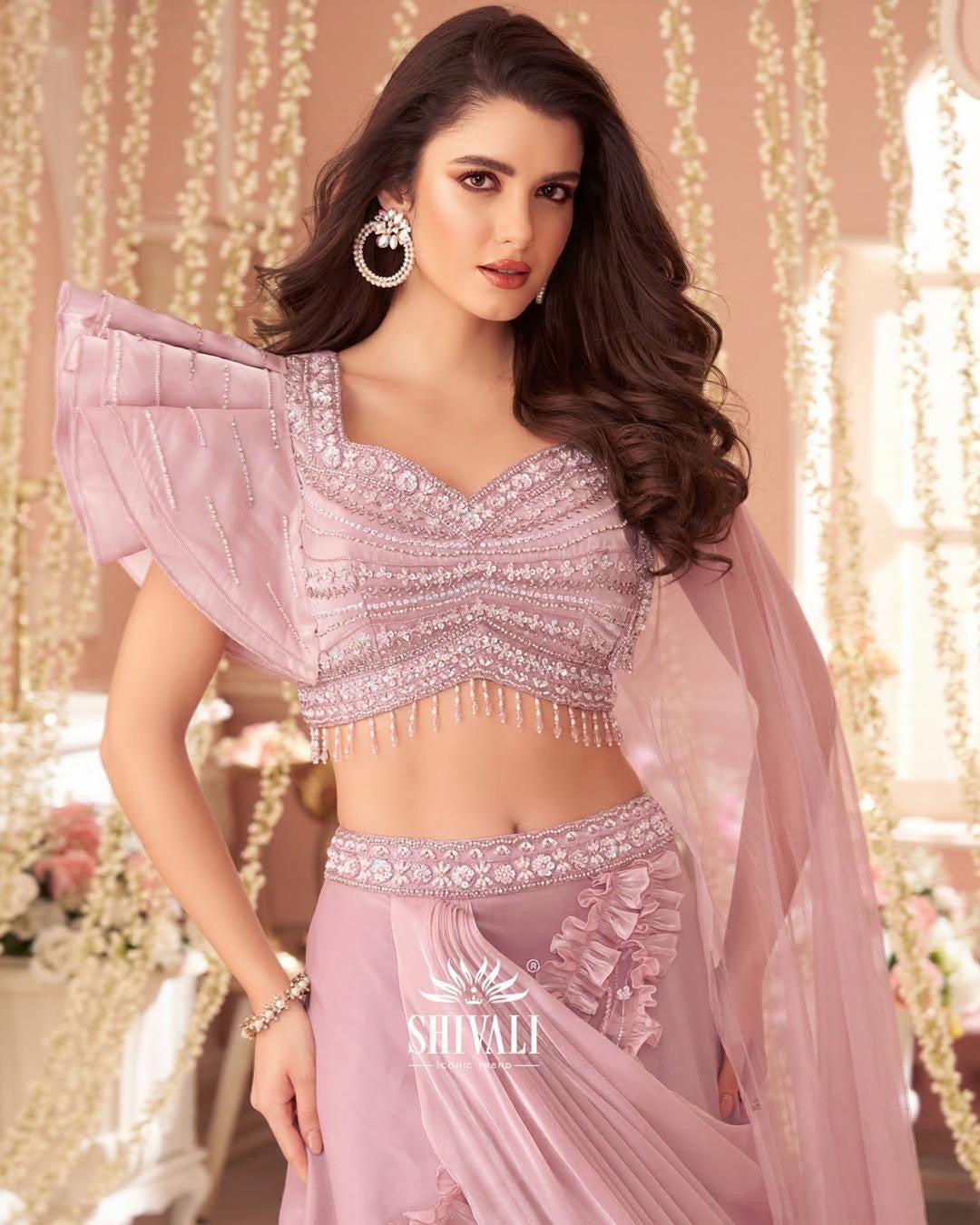 Blush Ruffle Lehenga Set