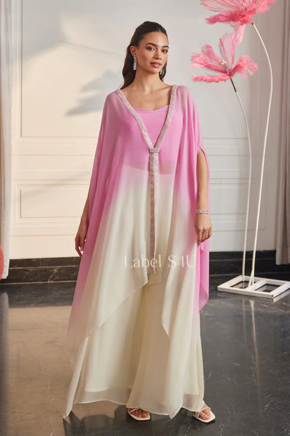 Pink Ombre Cape Palazzo Set