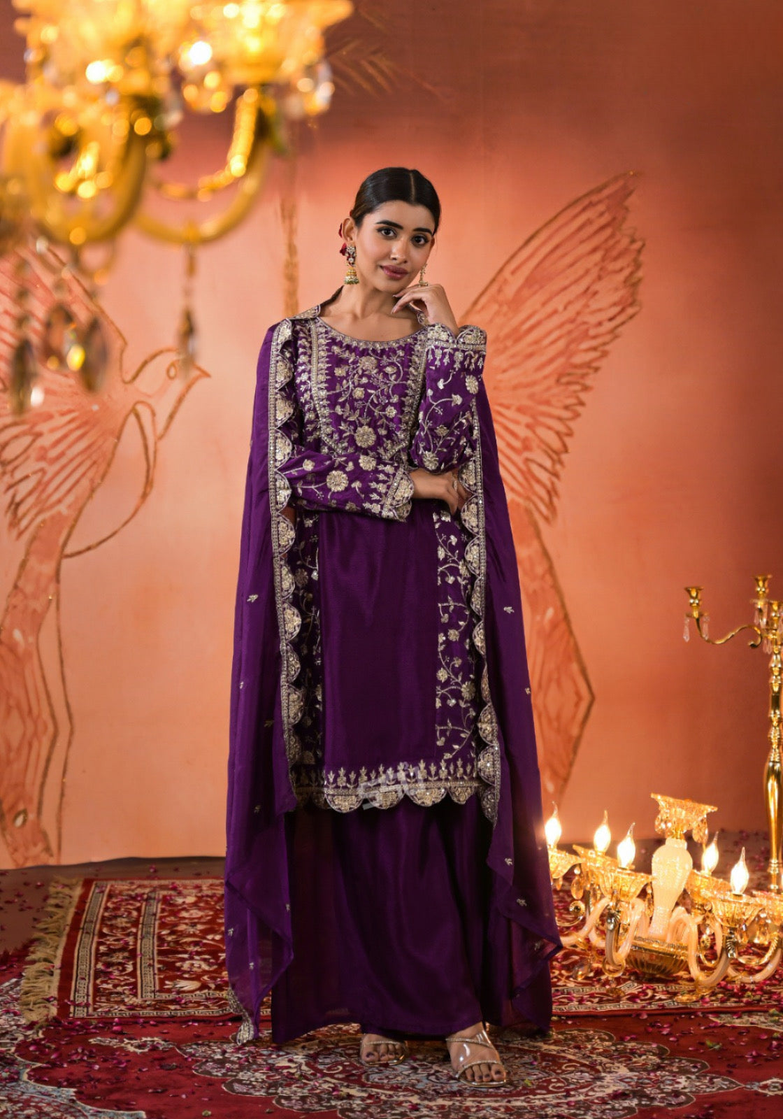 Plum Royale Zari Suit Set
