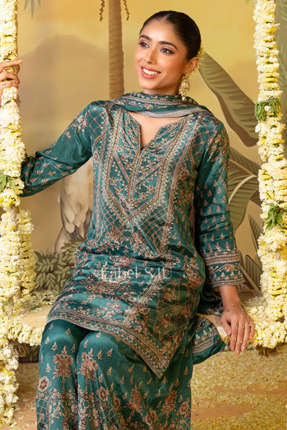 Teal Zari Sharara Set