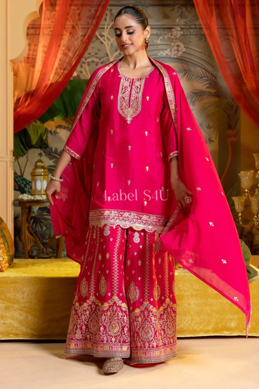 Pink Zari Sharara Set