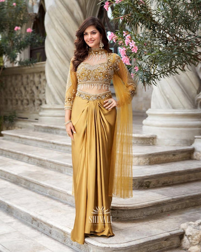 Gold Embellished Saree Gown