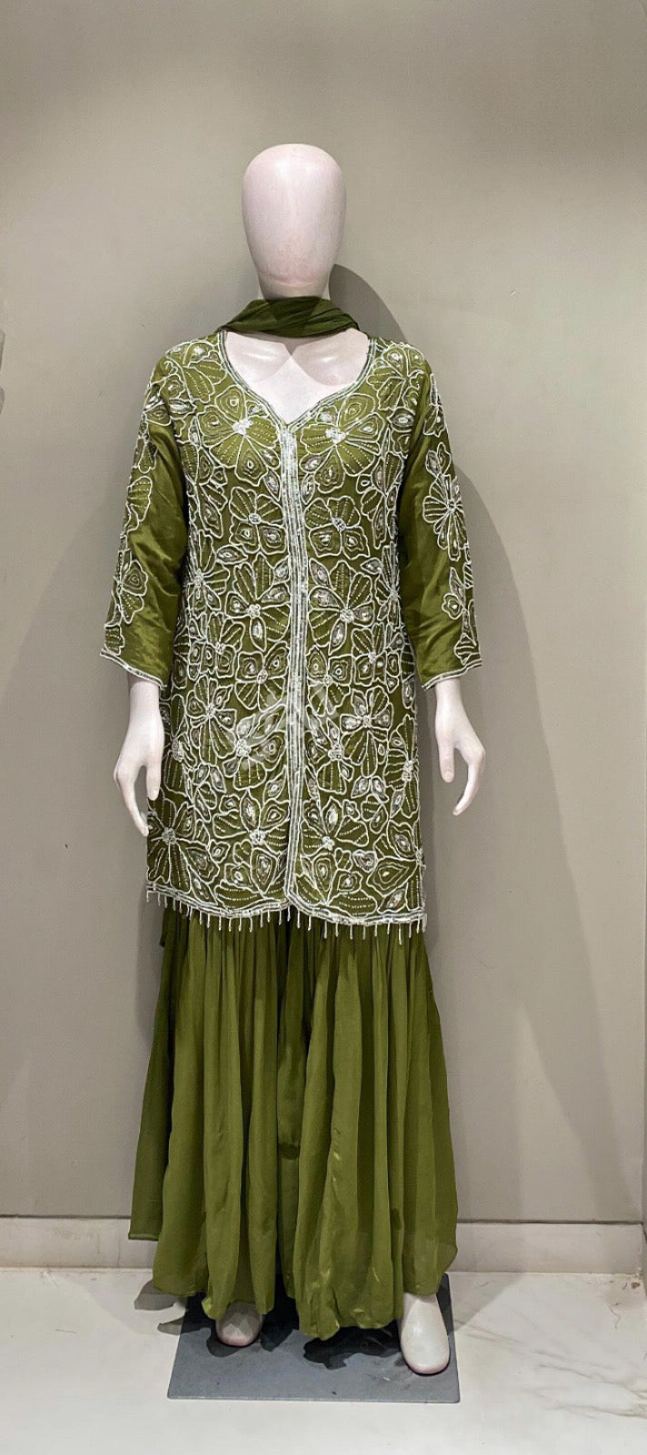 Olive Meadow Sharara Set