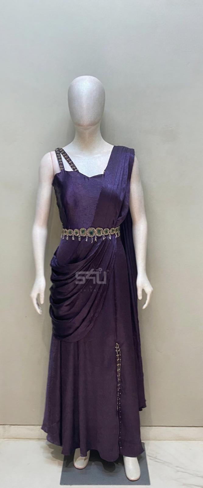 Plum Royale Drape Gown