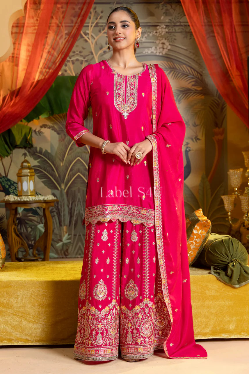 Pink Zari Sharara Set