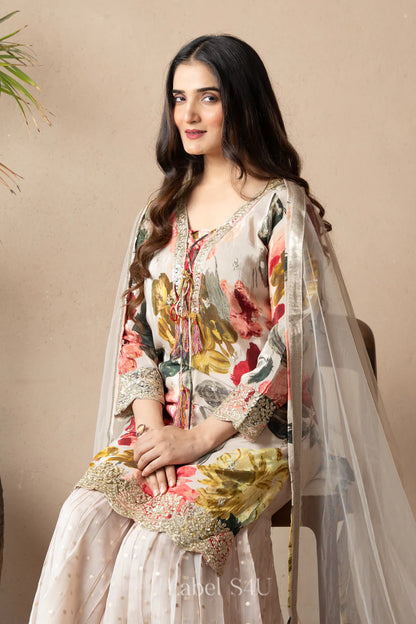 Floral Ivory Sharara Set