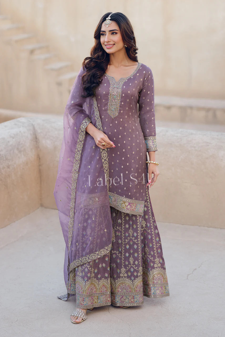 Mauve Royale Sharara Set