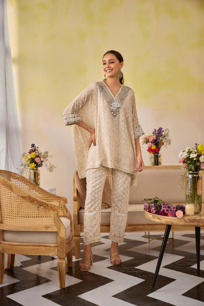 Ivory Mirror Kaftan Set