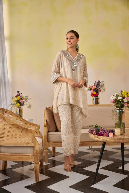 Ivory Mirror Kaftan Set