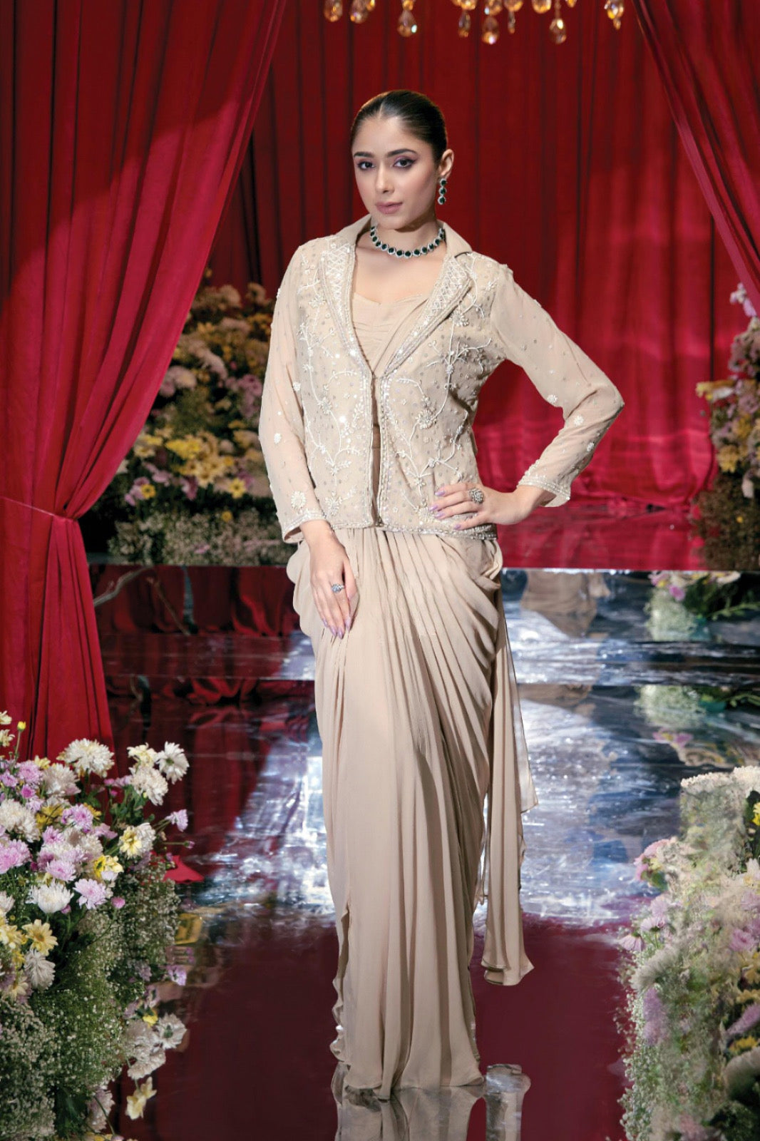 Champagne Grace Saree Gown