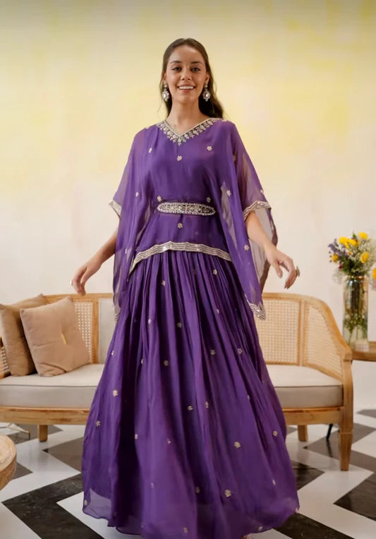 Royal Amethyst Kaftan Lehenga Set