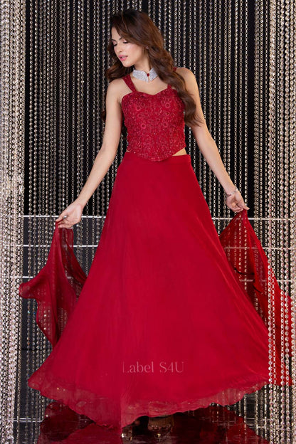 Crimson Glow Sharara Set