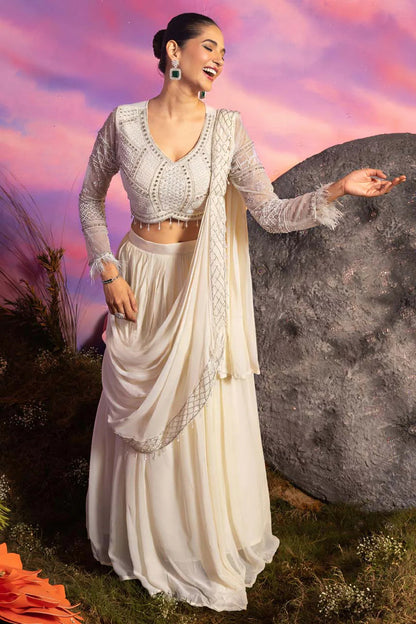 Ivory Sequin Drape Set