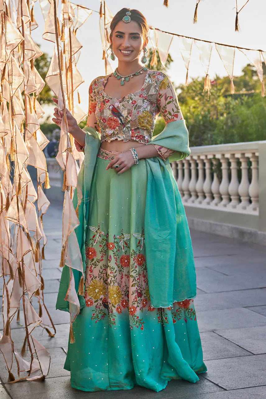 Aqua Bloom Lehenga Set