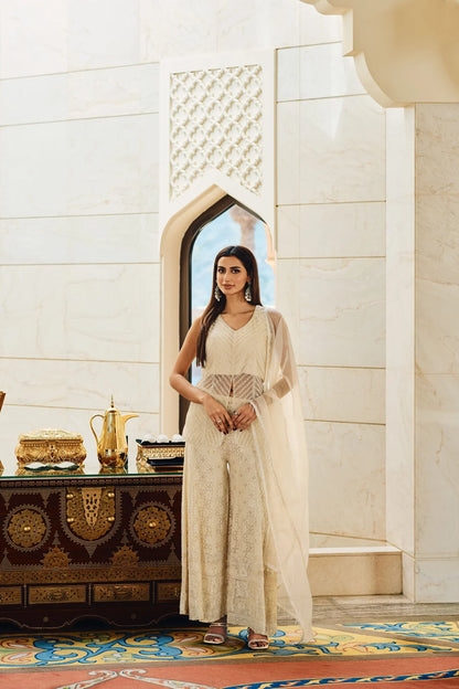 Ivory Sequin Palazzo Set