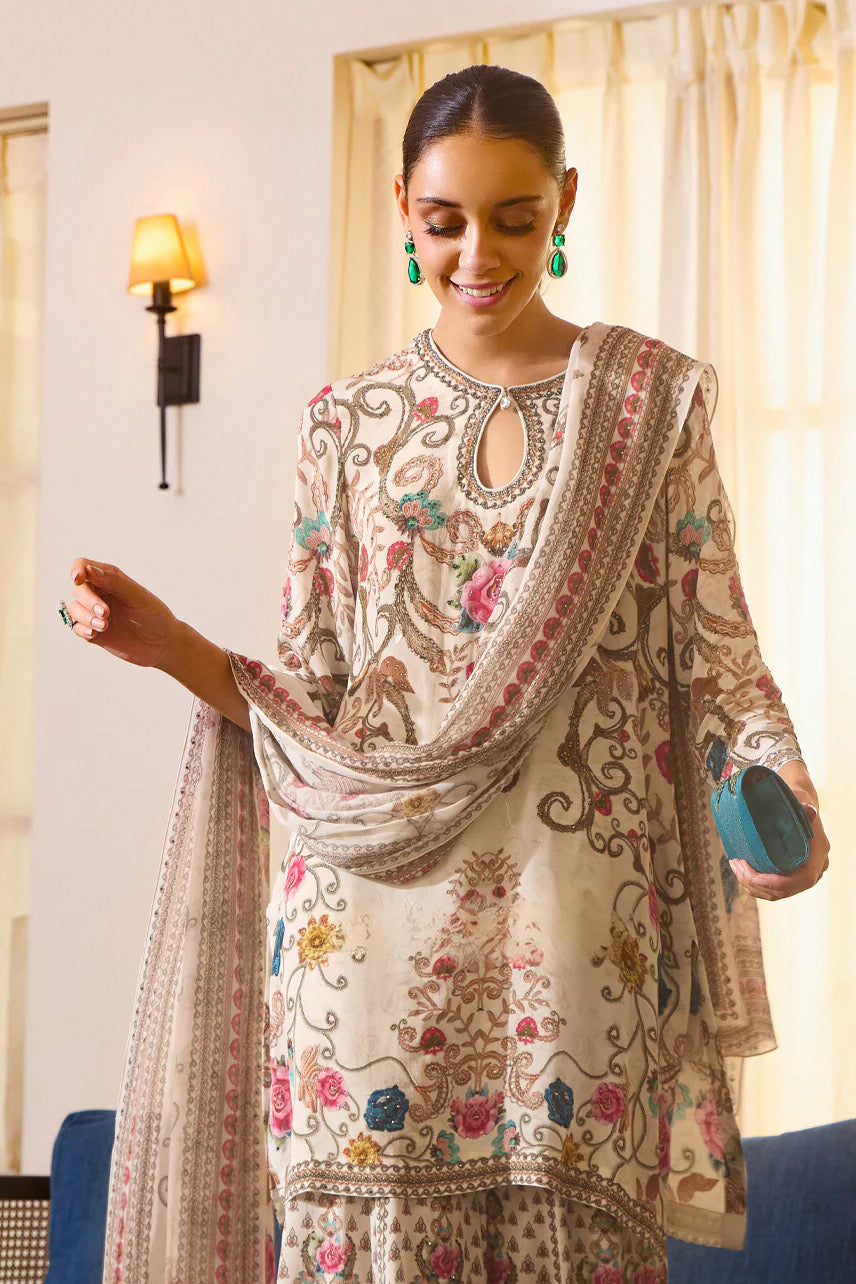 Off-White Floral Sharara Set