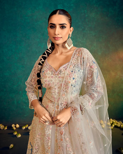 Ivory Peacock Lehenga