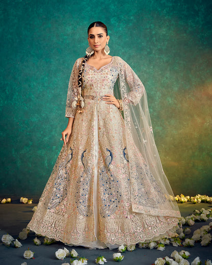 Ivory Peacock Lehenga
