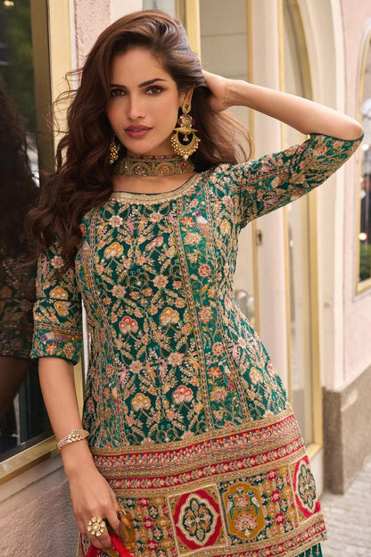 Emerald Embroidered Sharara Set