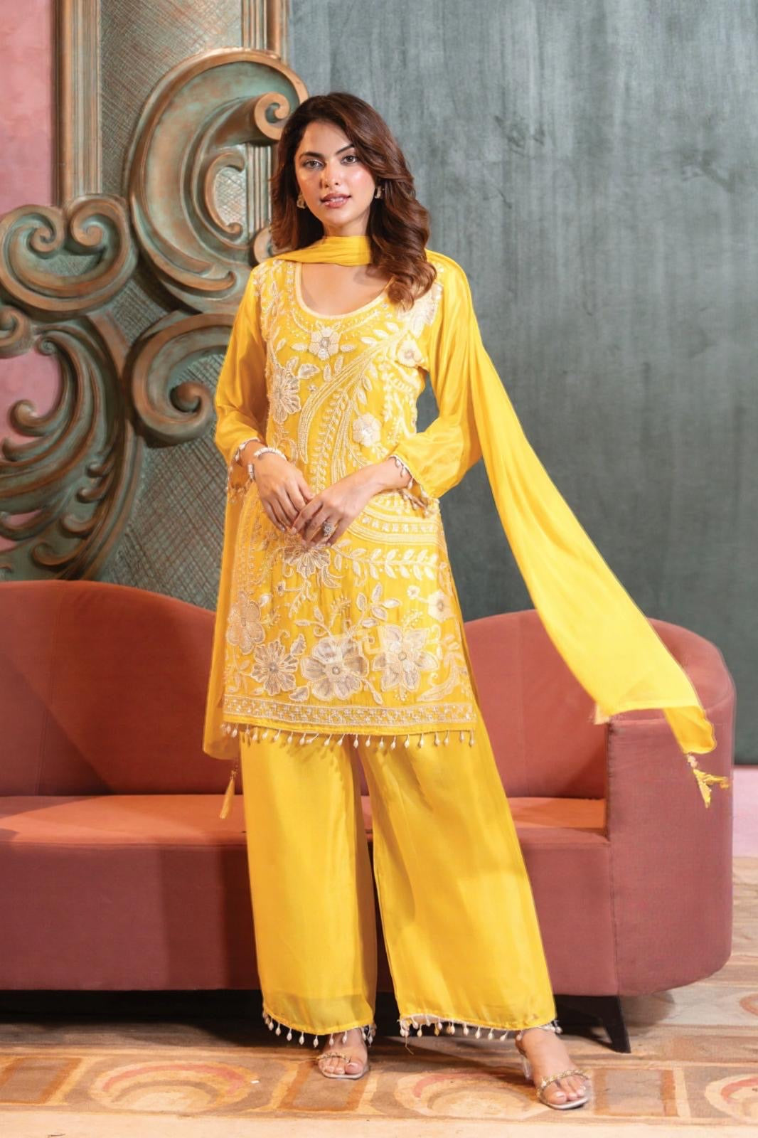 Yellow Floral Suit Set