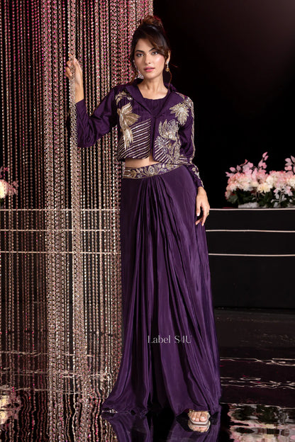 Plum Gilded Drape Set