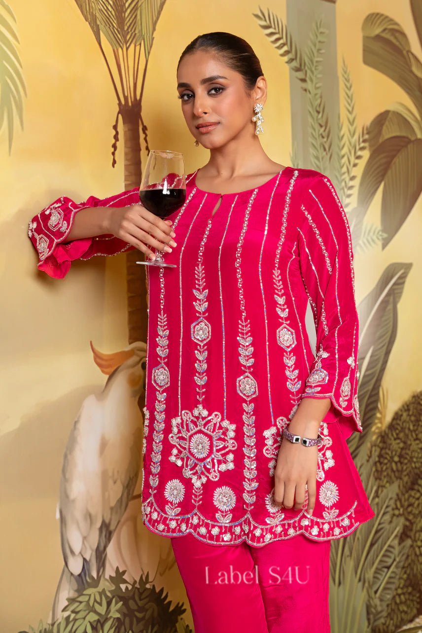 Ruby Mirror Sharara Set