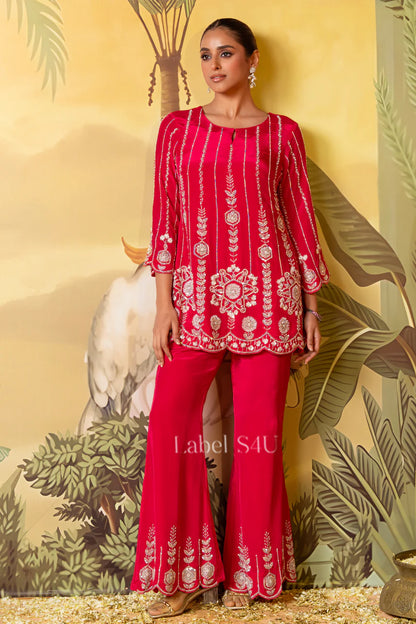 Ruby Mirror Sharara Set