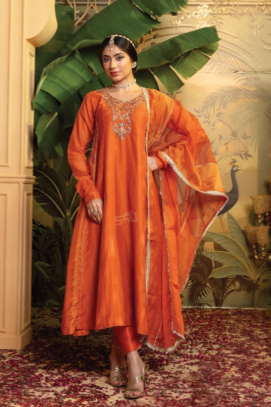 Saffron Radiance Anarkali Set