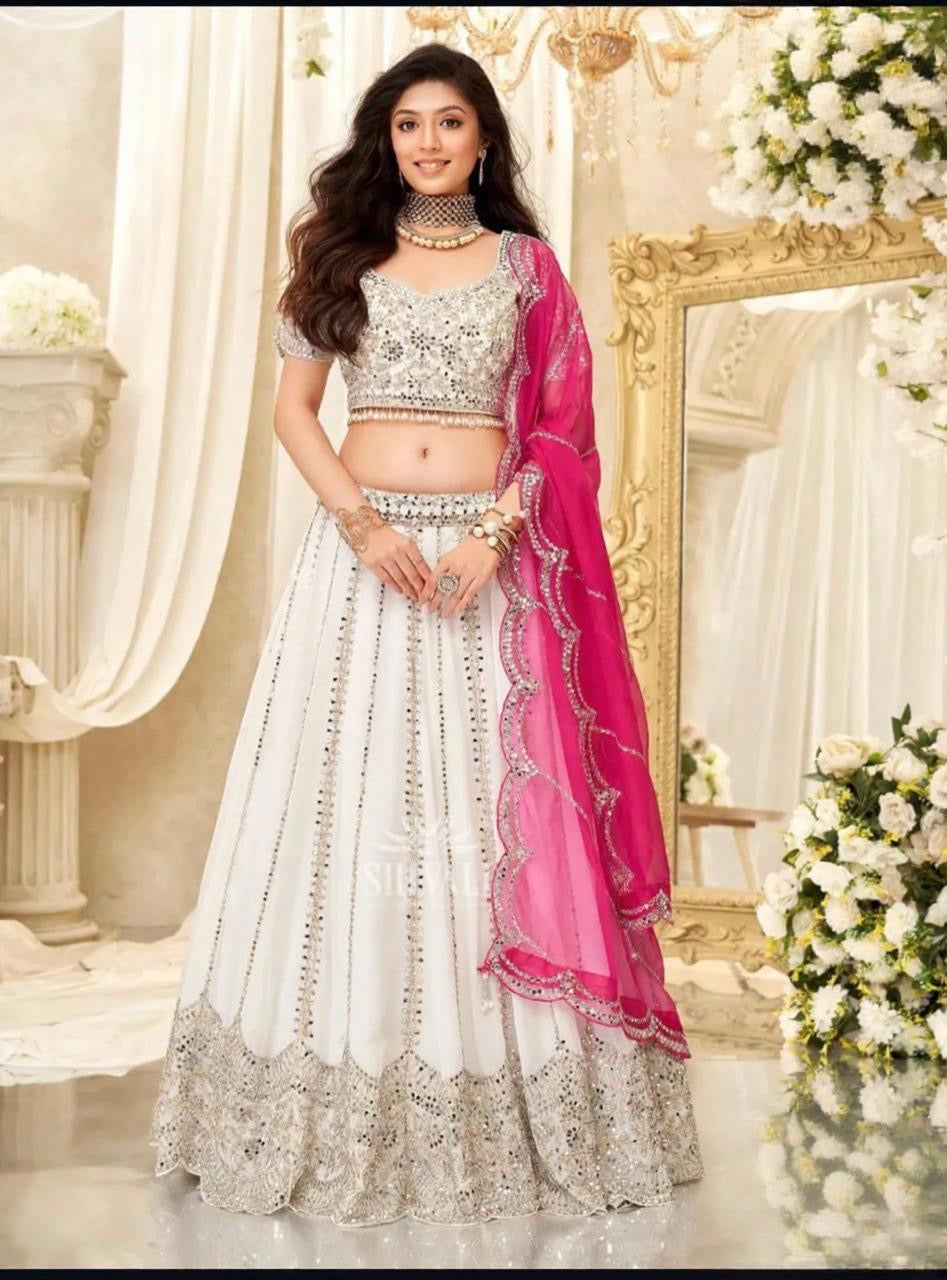 Ivory Mirror Embellished Lehenga Set