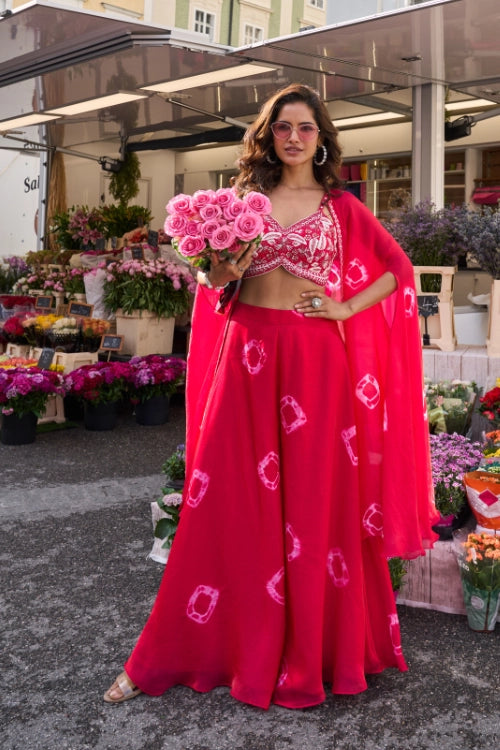 Fuchsia Bloom Lehenga Set