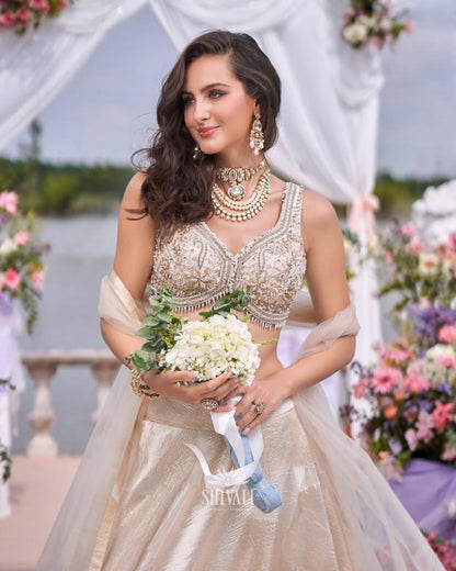 Champagne Bloom Bridal Lehenga