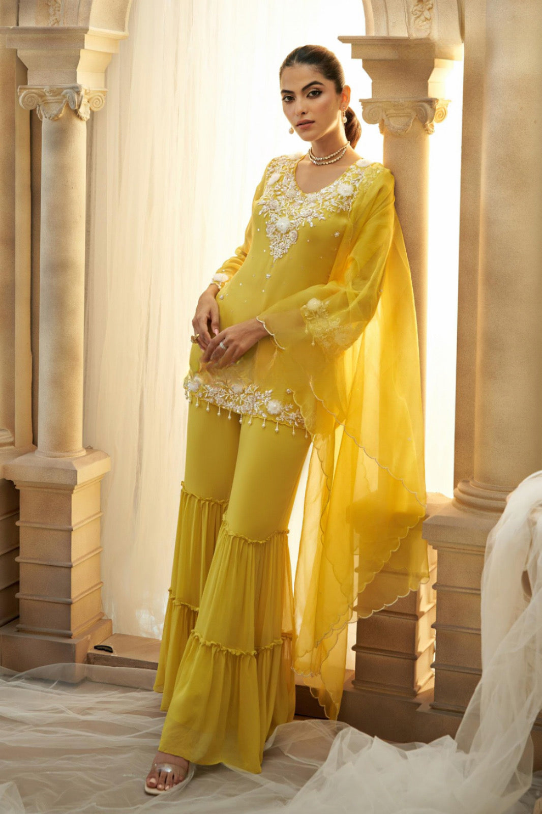 Sunlit Marigold Sharara Set