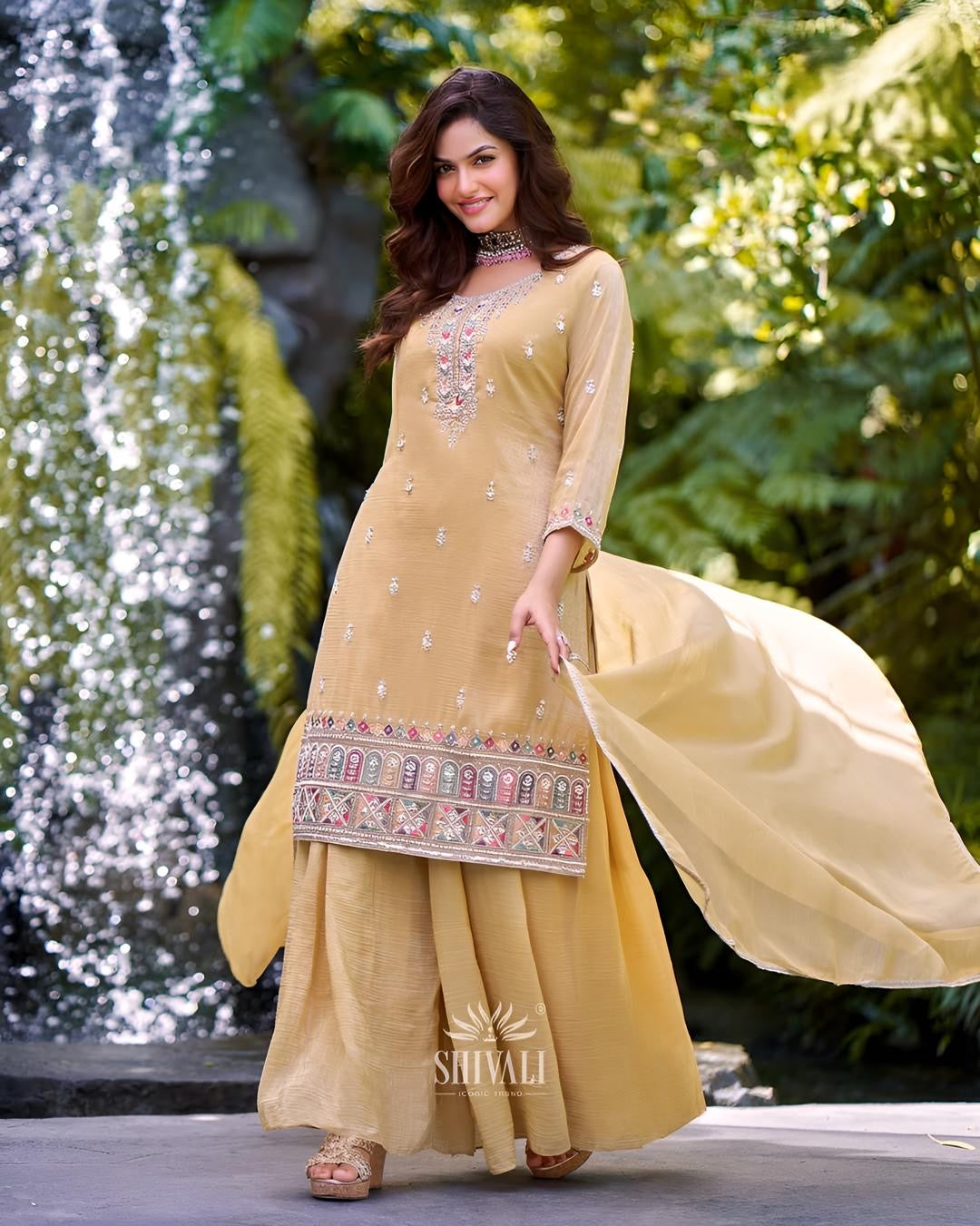 Golden Breeze Sharara Set