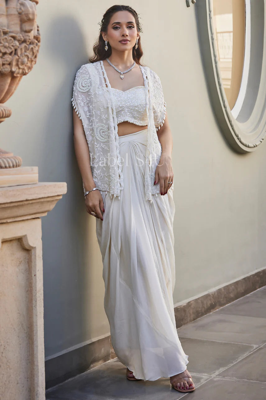 White Sequin Drape Set