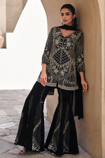 Noir Blossom Sharara Set