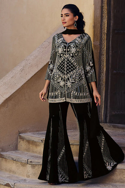 Noir Blossom Sharara Set
