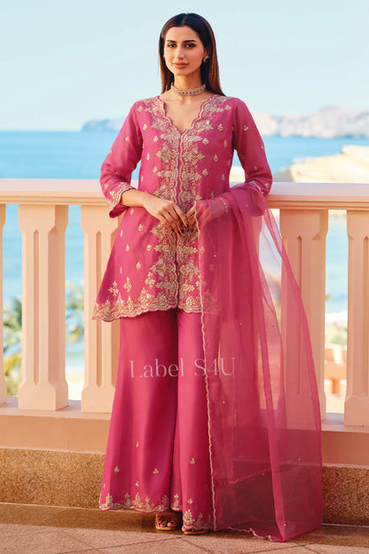 Pink Zari Kurta Set